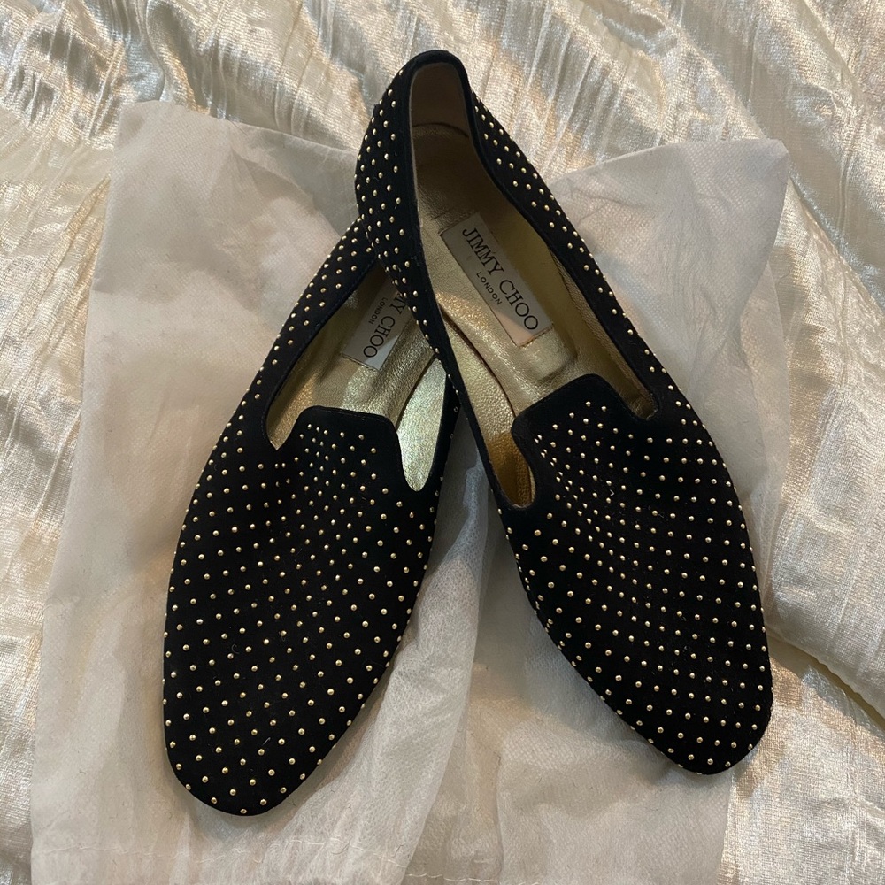 Jimmy Choo Gold Studded Loafers